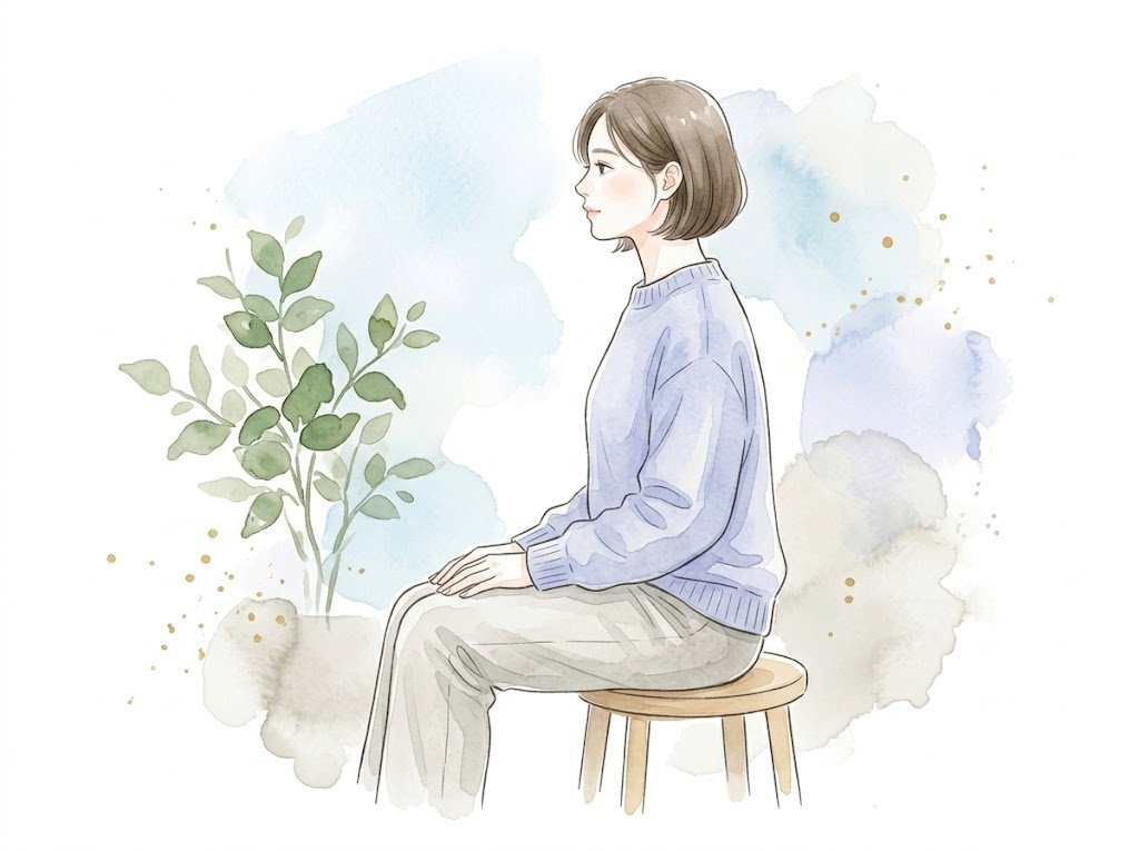 あごを軽く引いて首の後ろを伸ばす運動のイラスト