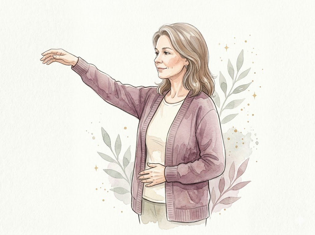 腕を横にゆっくり上げて肩の動く範囲を確認する様子のイラスト