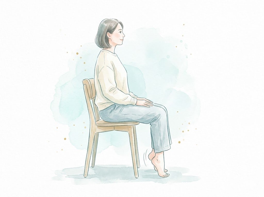 イスに座ってかかとを上げ下げするふくらはぎ運動のイラスト