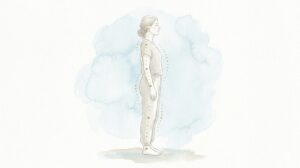 良い姿勢で立つ女性の水彩イラスト