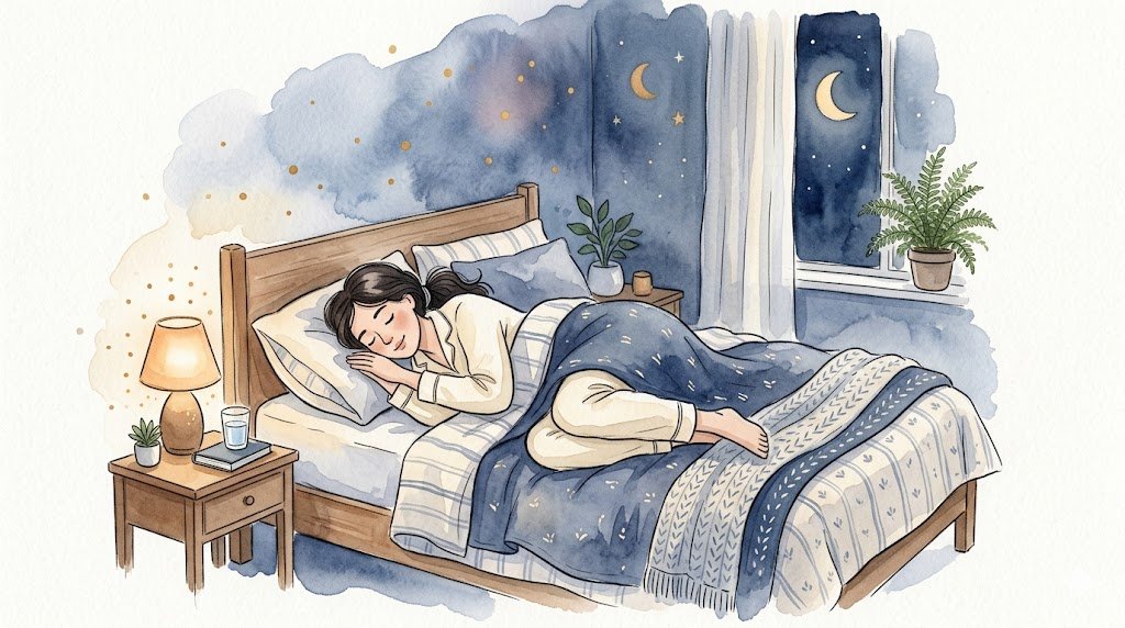 穏やかに眠る様子（水彩イラスト）