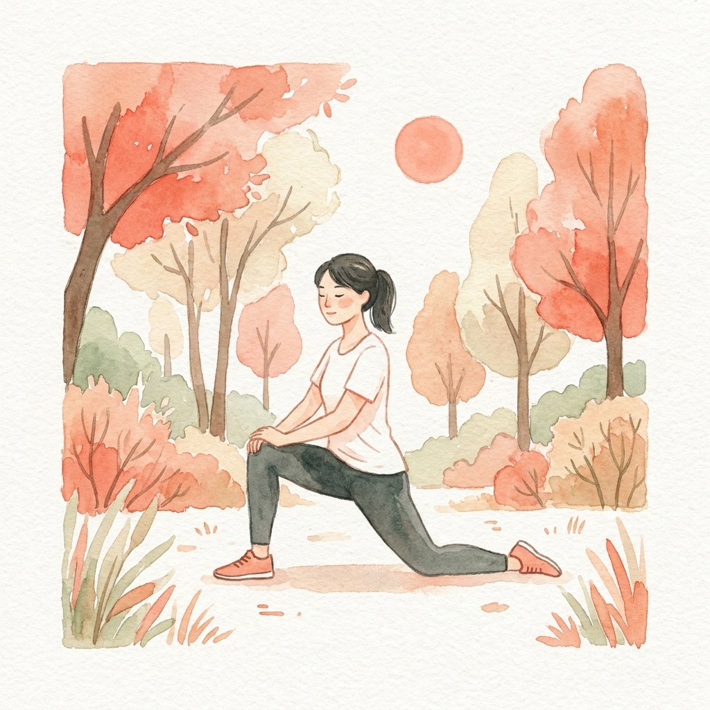 股関節を開くストレッチの水彩イラスト