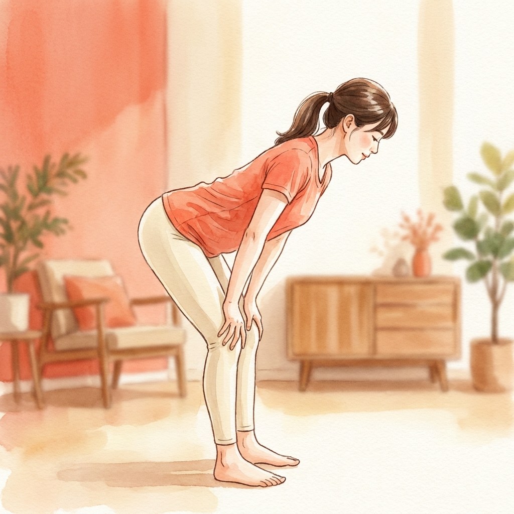 股関節から上体を倒すヒップヒンジの水彩イラスト