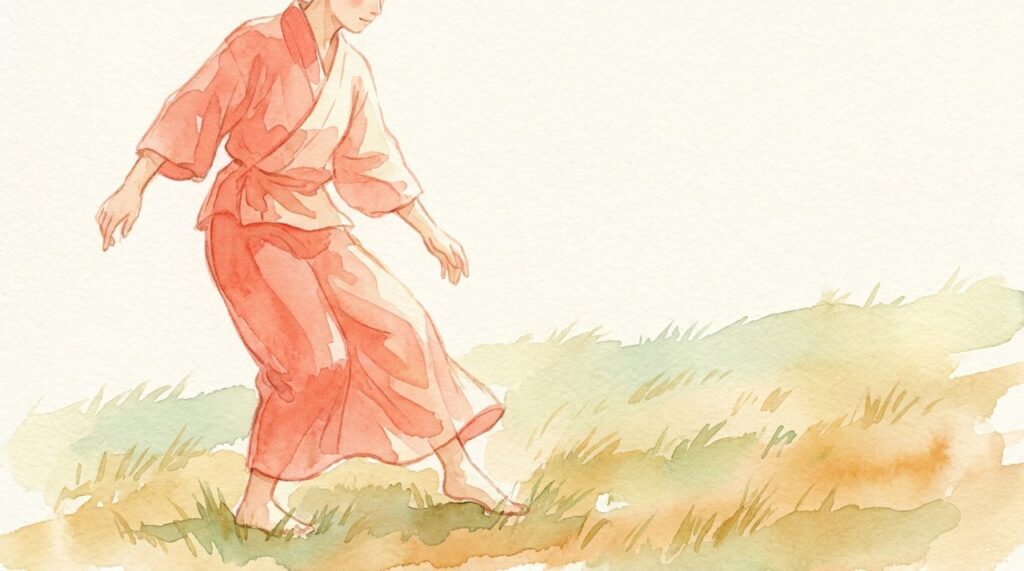 素早いステップワークをする人の水彩イラスト