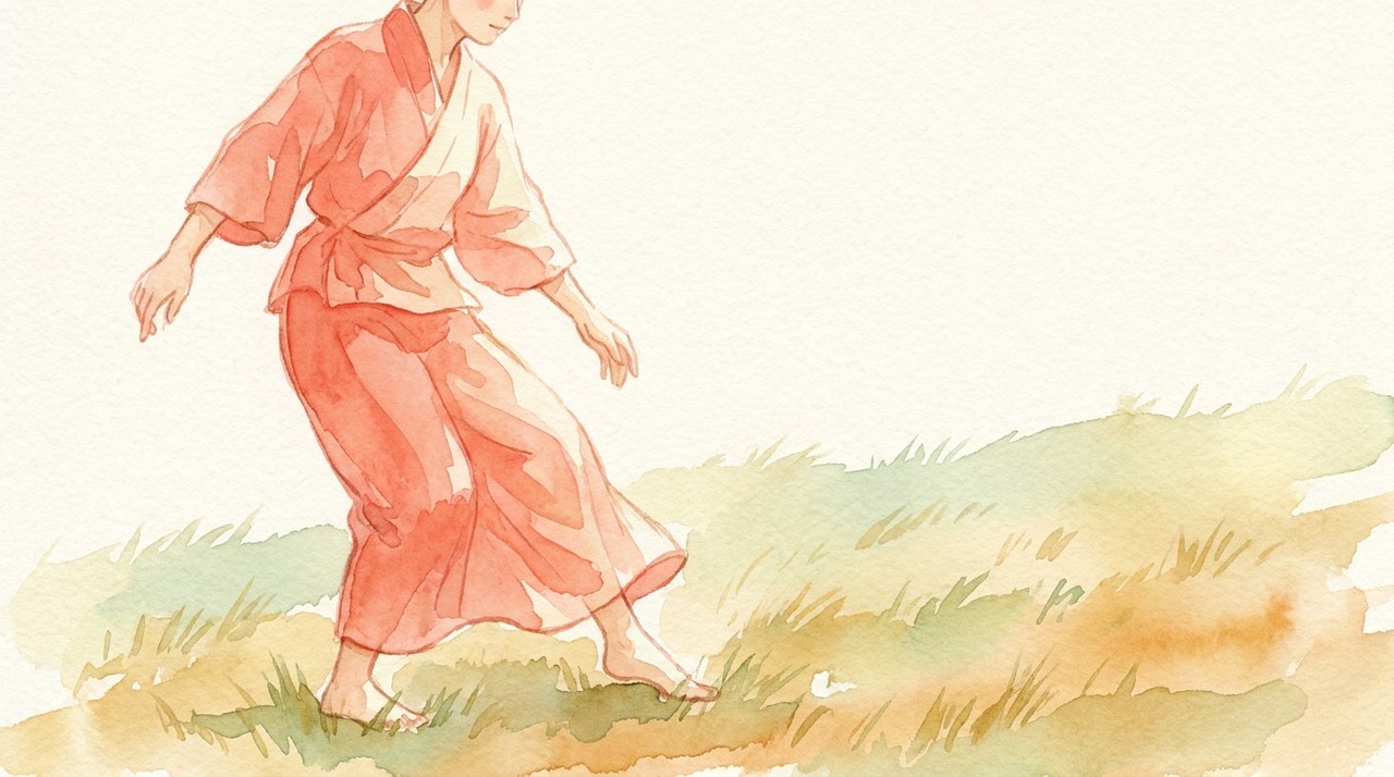 素早いステップワークをする人の水彩イラスト