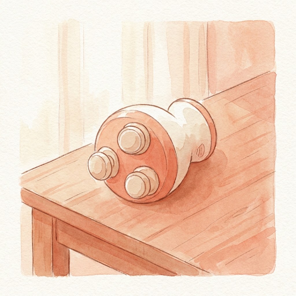 アタッチメントが並ぶマッサージ器の水彩イラスト